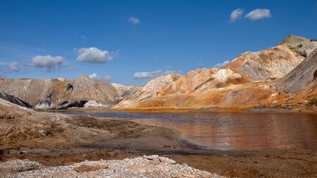 mountain landscape with blue sky and cloudsの写真素材