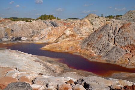 mountain landscape and red river