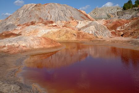 mountain landscape and red river