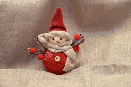 red snowman on christmas treeの写真素材