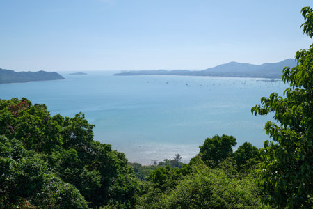 view of the bay and shipsの写真素材