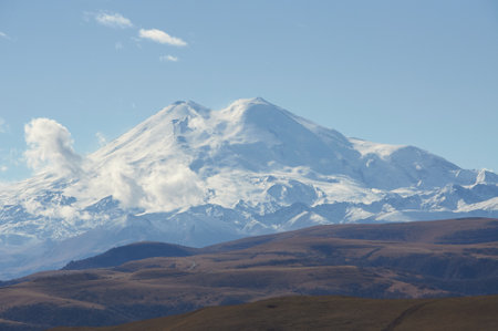 View of Elbrus, Djily-Su tractの写真素材