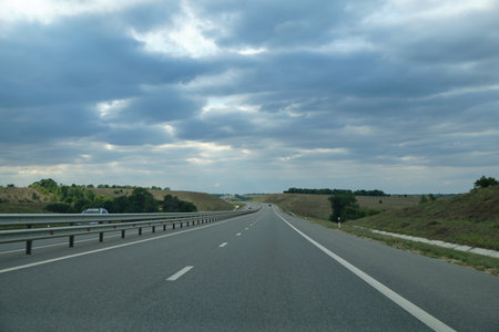traveling by car along the roads of Russiaの写真素材