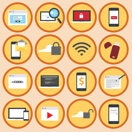 Set of icons used for office computers.のイラスト素材