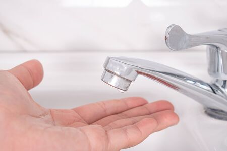 Closeup of hands in the sink to clean hands with soap. Anti virus concept.
