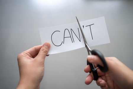 I can concept. Encourage youself. Concept for self belief, positive attitude and motivation.の写真素材