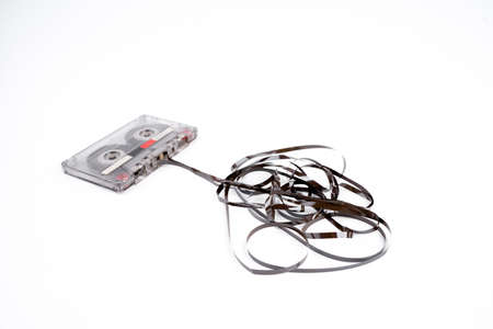 Audio Cassette close up. Isolated background.の写真素材