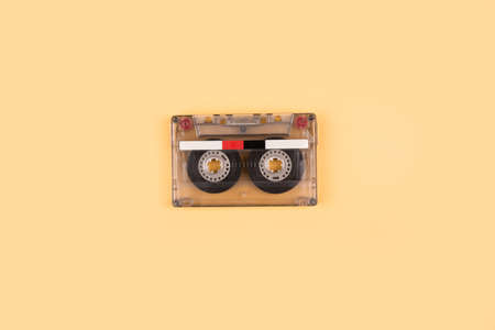 close up of vintage audio tape cassette isolated
