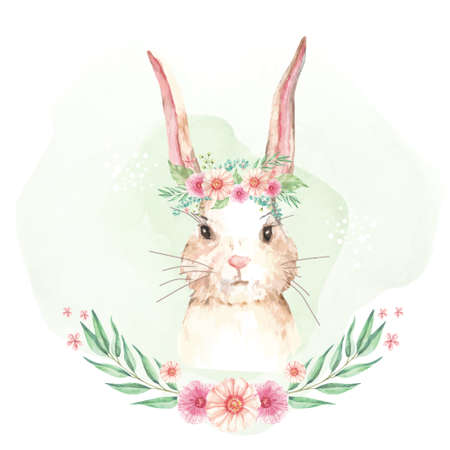 watercolor cute bunny vector illustrationのイラスト素材