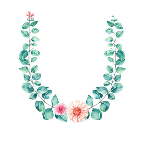 watercolor eucalyptus framed for wedding decoration and vintage decorationのイラスト素材