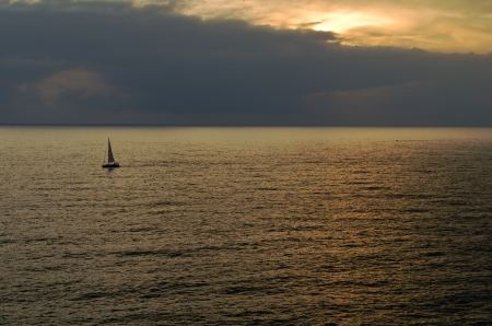 solitary boatの写真素材