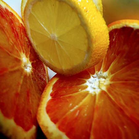 Slices of orange and lemonの写真素材
