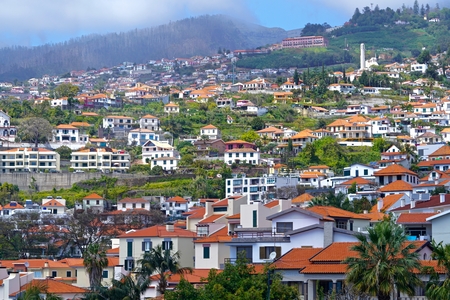 houses on the mountains of Funchal, Madeiraのeditorial素材