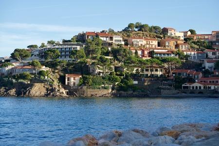 houses at the seaside of Collioure, Franceの写真素材
