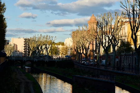 view of the center of Perpignan, Franceの写真素材
