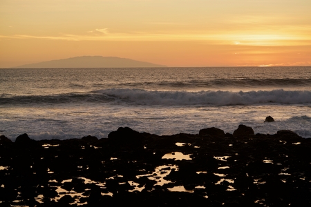 El Hiero in the sunset, seen from La Gomeraの写真素材