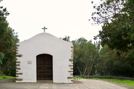 white chapel in a forest of La Gomera