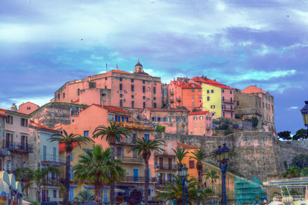 Colors of the old town of Ajaccio, capital city of Corsicaの写真素材