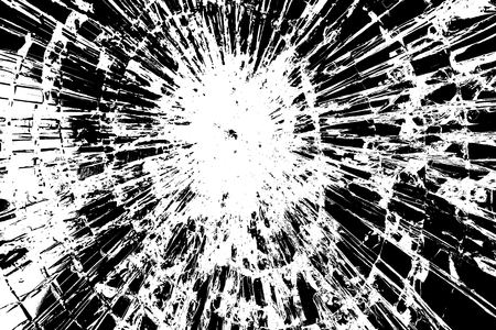 Closeup of a black-white picture of broken glassの写真素材