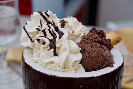 Closeup of an Dame Blance icecreamの写真素材