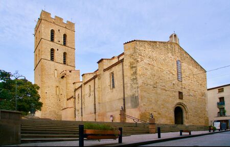 Close-up of the historical church of Argeles sur Merの写真素材