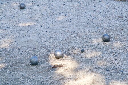 Close-up of some balls of a Boules gameの写真素材