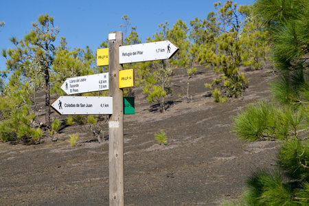 Hiking trail signs of La Palmaの写真素材