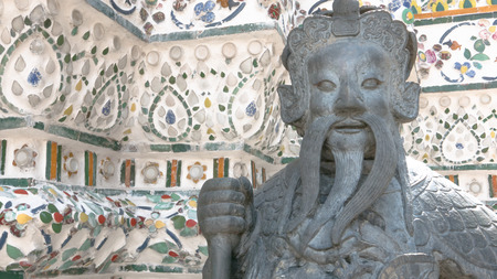 The beautiful of stone  sculpture and thai art architecture in  in Wat Phra Chetupon Vimolmangklararm (Wat Pho) temple in Thailand.の写真素材