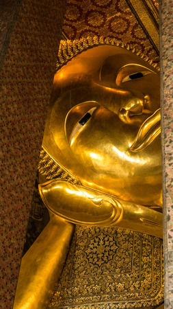 Face of Reclining Buddha, Wat Yai Chai Mongkol at Ayutthaya, Thailand, World Heritage Siteのeditorial素材