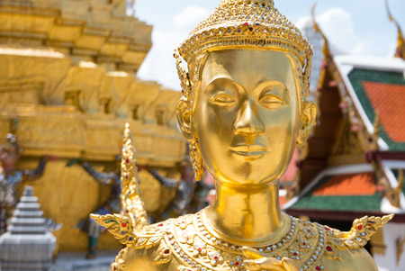 Golden angel statue of the Emerald Buddha temple(Wat phra kaew) and Royal Grand Palace ,Bangkok,Thailand.の写真素材