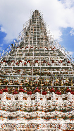 Maintenance of the Central Pagoda at Wat Arunの写真素材