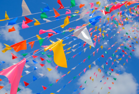 Colorful flag with blue sky. Photo taken on: 12 November 2016の写真素材