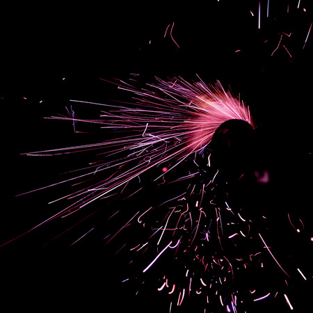 Beautiful line light of Christmas and New Year party burning sparkler circle style on black...