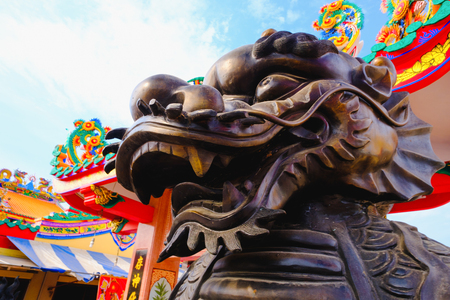 Bronze Dragon-headed unicorn called qilin or kylin Statue at Dragon descendants Public museumのeditorial素材