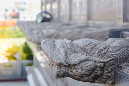 Chinese Dragon stone in front of Wat Leng Noei Yi Chinese temple.の写真素材