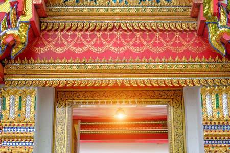 Decorative elements architecture of the temple of Wat Pho, which is one of the largest  tempels in Bangkok, a sacred and historical place in Thailandの写真素材