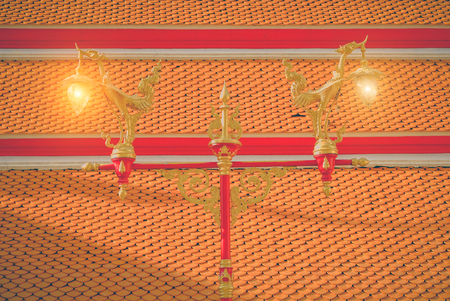 Beautiful and classic art lamp Post in thai temple ( Wat Mahathat ) , Bangkok ,Thaialnd.の写真素材