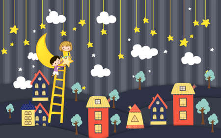 kids wallpaper decoration for wall line strips  giraffe clouds childrenの写真素材