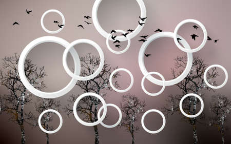 3d wallpaper  purple flower swan butterfly jewelry  backgroundの写真素材