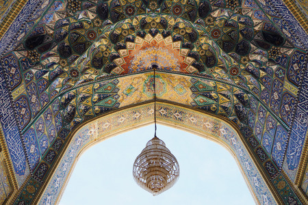 Decoration ceramic tile mosaic of the mosque in Iranの写真素材