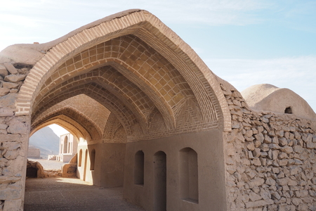 View to the Zoroastrian temples ruins and the Tower of Silence in Yazd, Iran.の写真素材