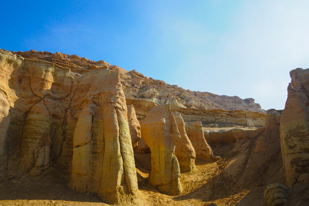 QESHM ISLAND, canyon Stars Valley. Mountain range at Qeshm Island, Hormozgan, Iranの写真素材