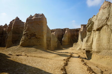 QESHM ISLAND, canyon Stars Valley. Mountain range at Qeshm Island, Hormozgan, Iranの写真素材