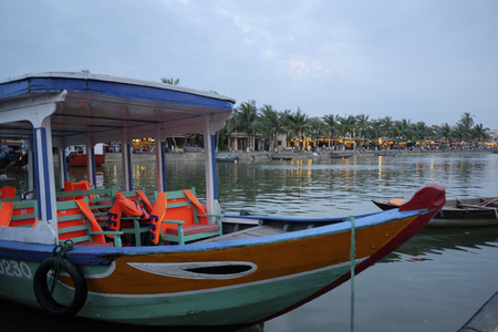 Fishing boat at Vietnamese town Hoianのeditorial素材