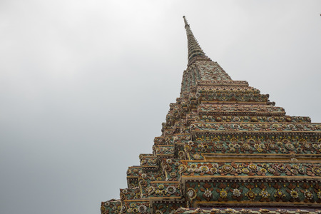 tower bangkok in the temple thailand abstract cross colors roof wat palaces asia sky and colors religion mosaic sculptureのeditorial素材