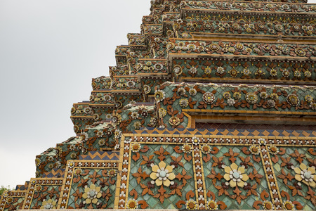 tower bangkok in the temple thailand abstract cross colors roof wat palaces asia sky and colors religion mosaic sculptureのeditorial素材