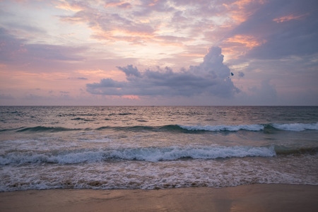 Landscape of Colorful sky sunset over the sea and islands backgroundの写真素材