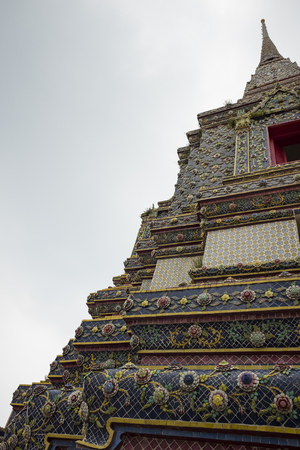 tower bangkok in the temple thailand abstract cross colors roof wat palaces asia sky and colors religion mosaic sculptureのeditorial素材