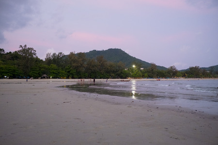 Landscape of Colorful sky sunset over the sea and islands backgroundの写真素材