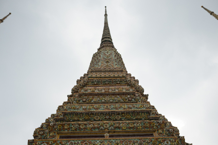 tower bangkok in the temple thailand abstract cross colors roof wat palaces asia sky and colors religion mosaic sculptureのeditorial素材